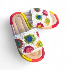 Farm Rio Sunset Crochet Slides New Without Tags Size 8